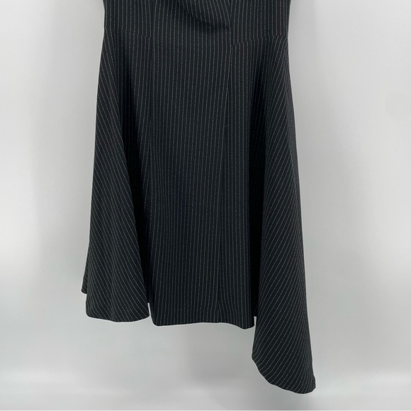 Betsey Johnson Womens Asymmetrical Dress Black Pinstripe Sleeveless 6 - Picture 3 of 8